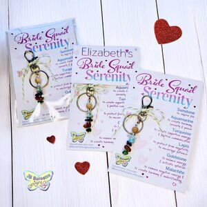 PERSONALIZED BRIDE SQUAD Serenity Gemstone Crystal Keychain, Bride Gift